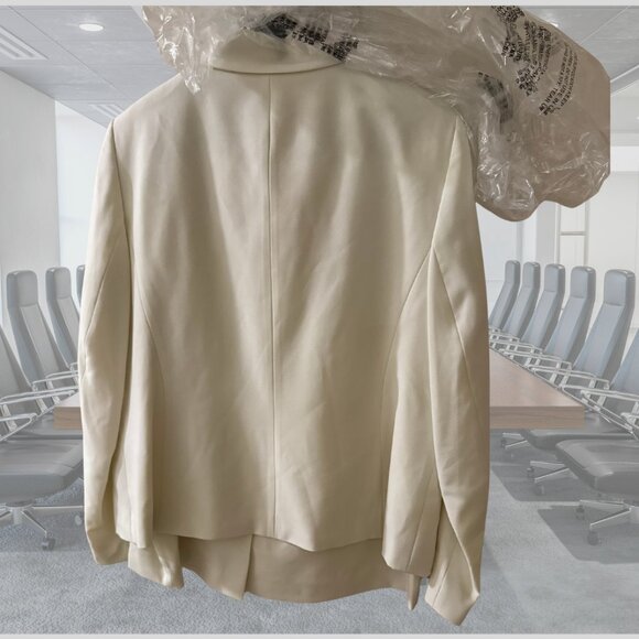 NWT - Le Suit Shawl Tied Collar 3 Button Jacket & Skirt Suit 2Pc - Ivory - 16 - Picture 13 of 14